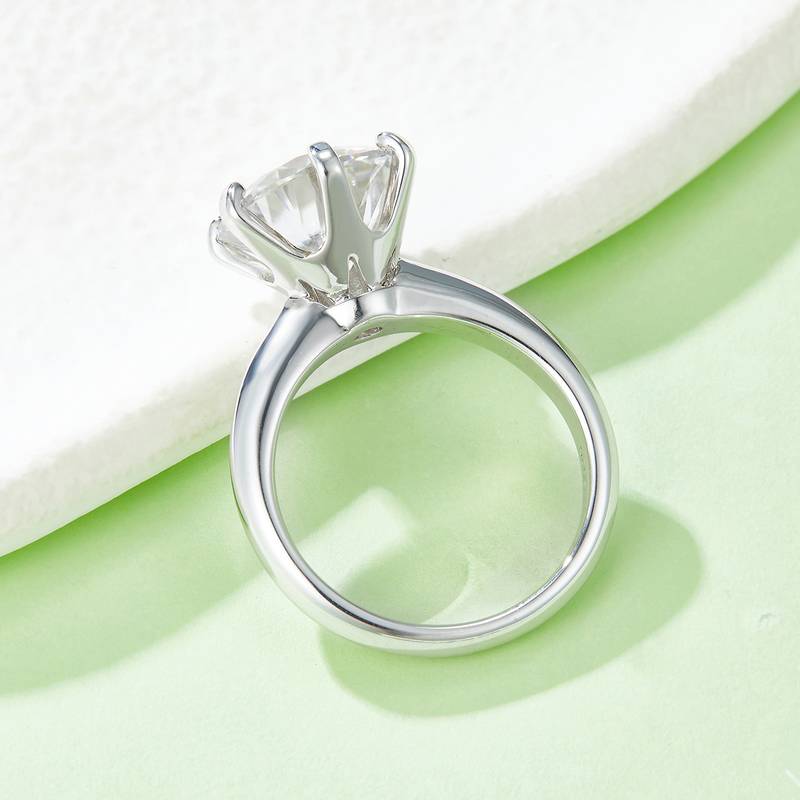 光臂T家六爪S925银镀白金MoissaniteWomen's Ring5.0ctD级